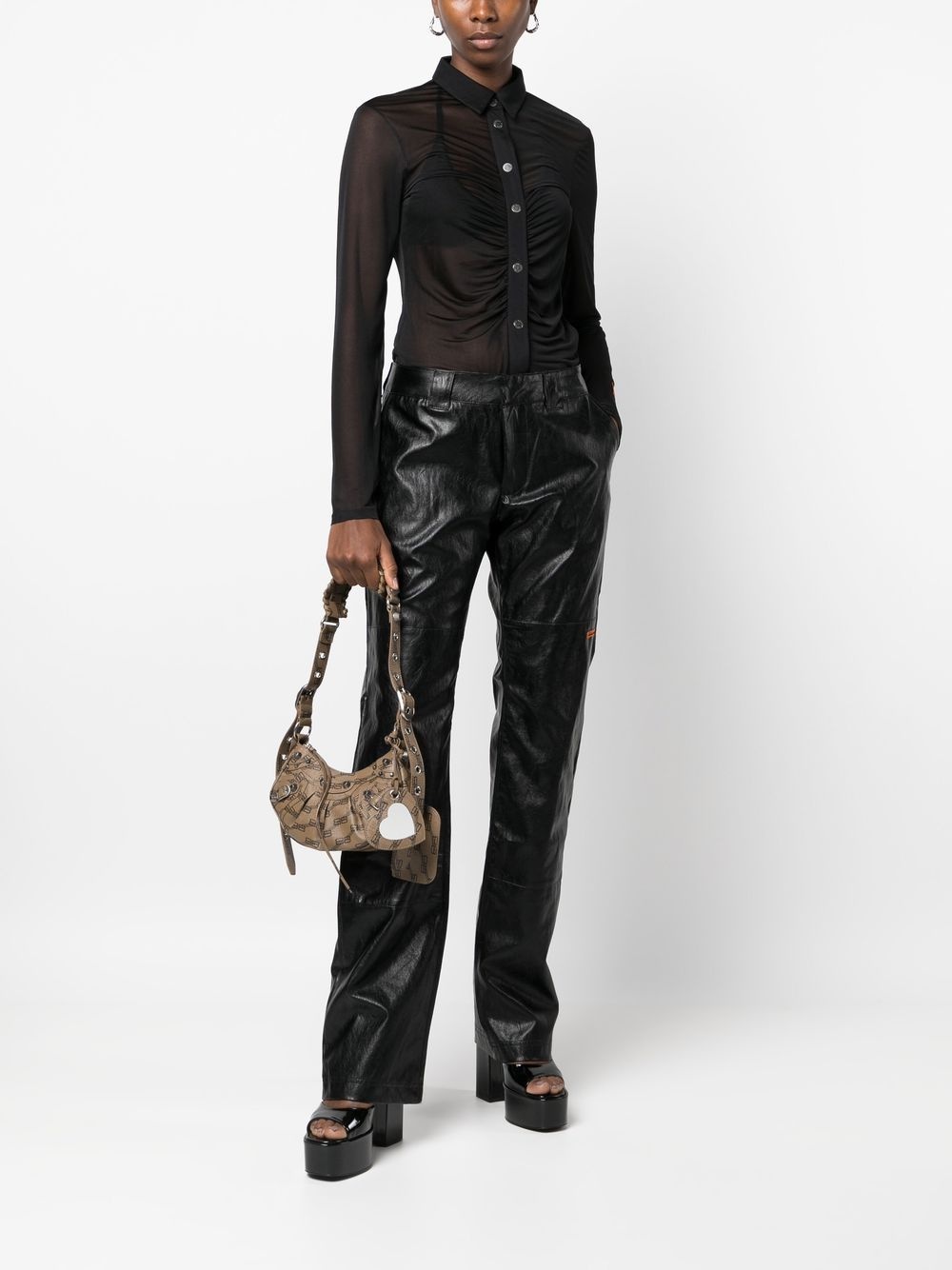 Georgette ruched long-sleeve shirt - 2