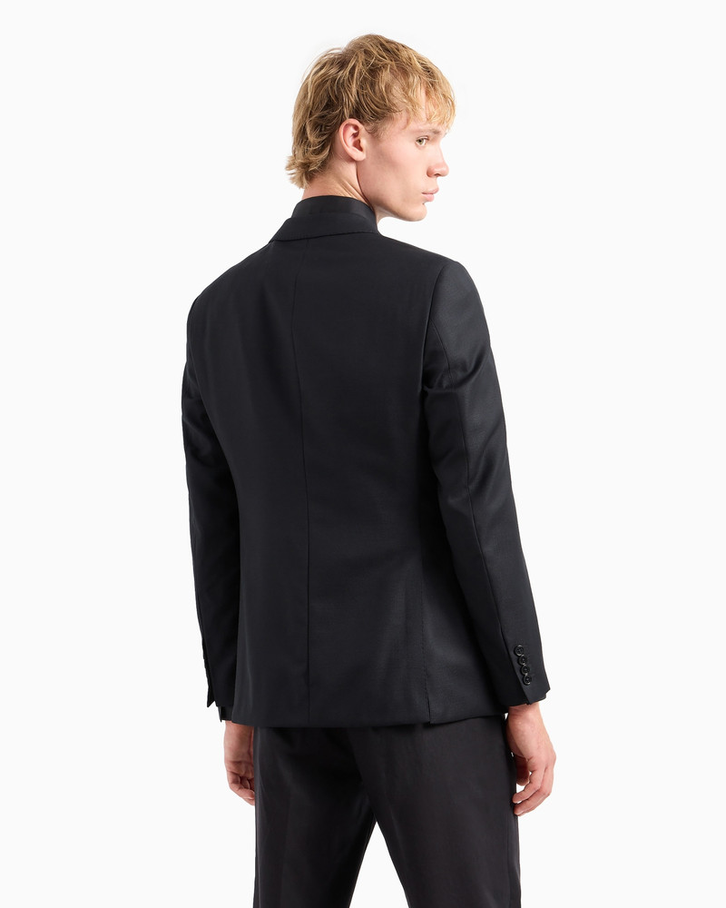 Comfort-fit single-breasted jacket in virgin-wool hopsack 3