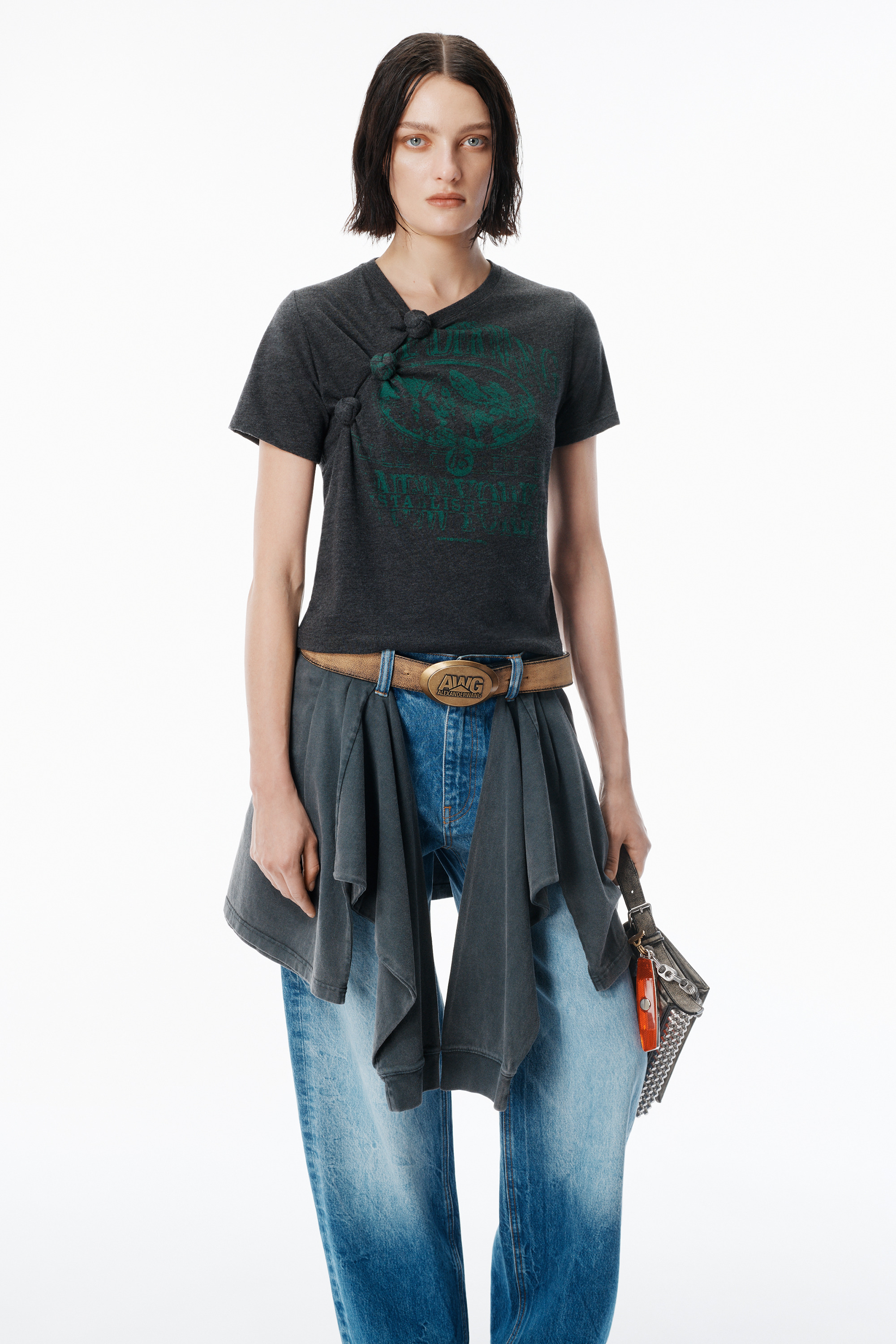 Black Burnout Sheer Jersey Tee - 3