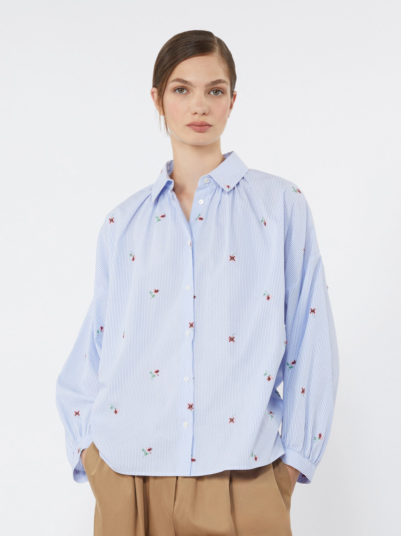 BUTTERFLY Poplin shirt with embroidery - LIGHT BLUE 5