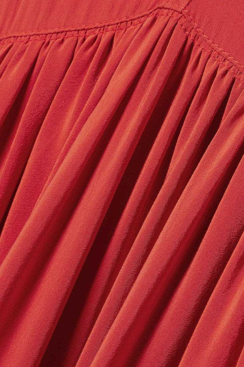 Gathered silk crepe de chine maxi dress 4