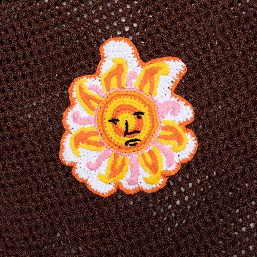CROCHET POLO WITH PATCHES - BROWN - 5