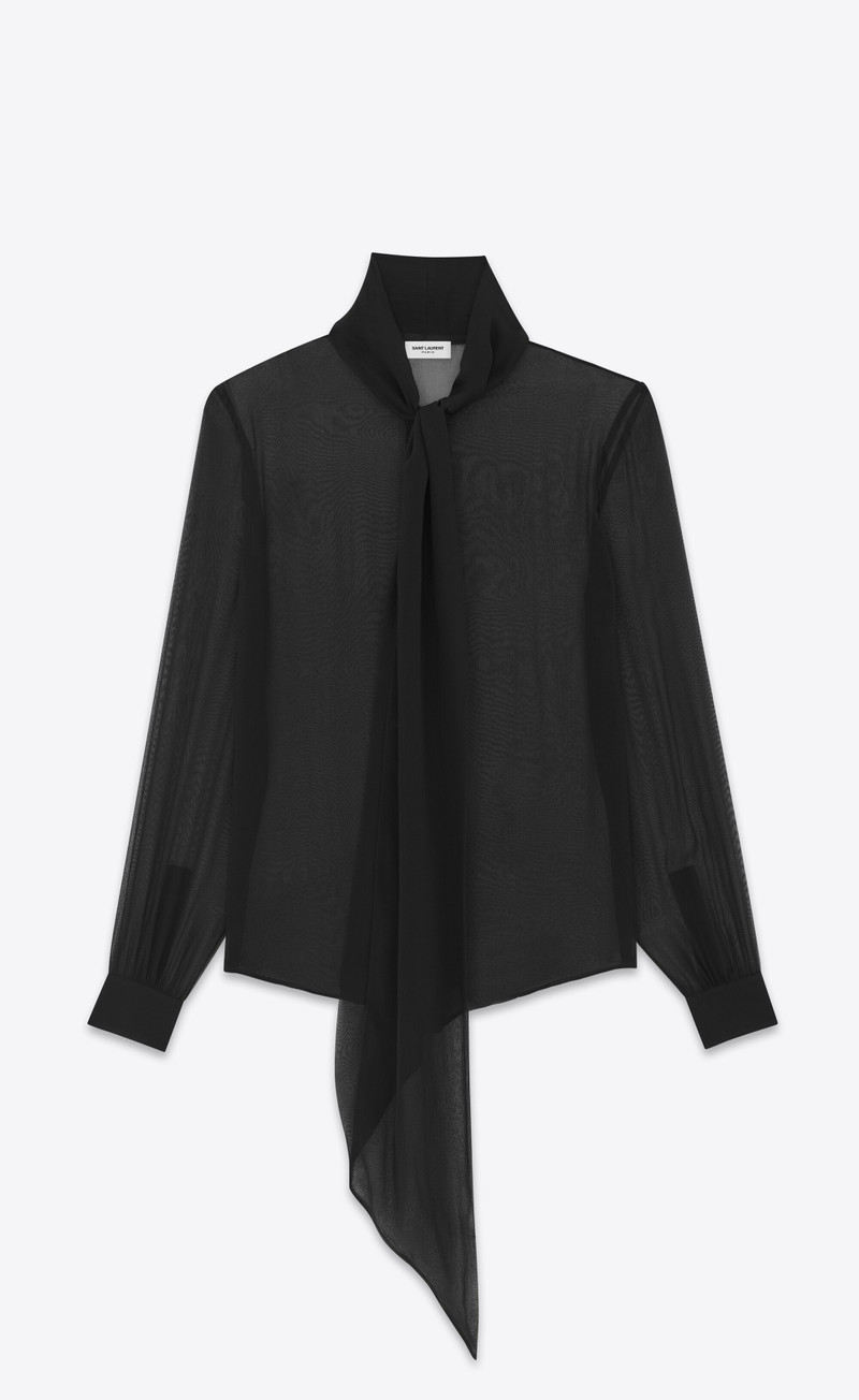 lavallière-neck shirt in crepe muslin 3