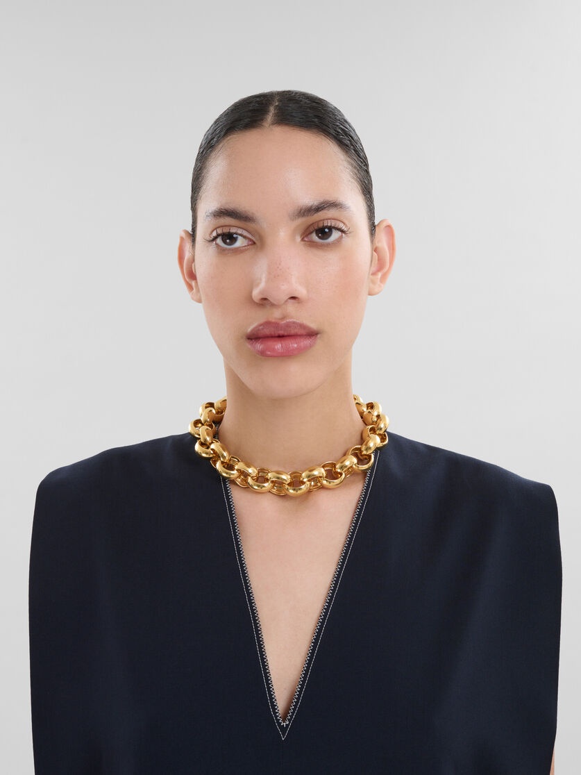 GOLD RING CHOKER WITH RHINESTONE CLASP - 2