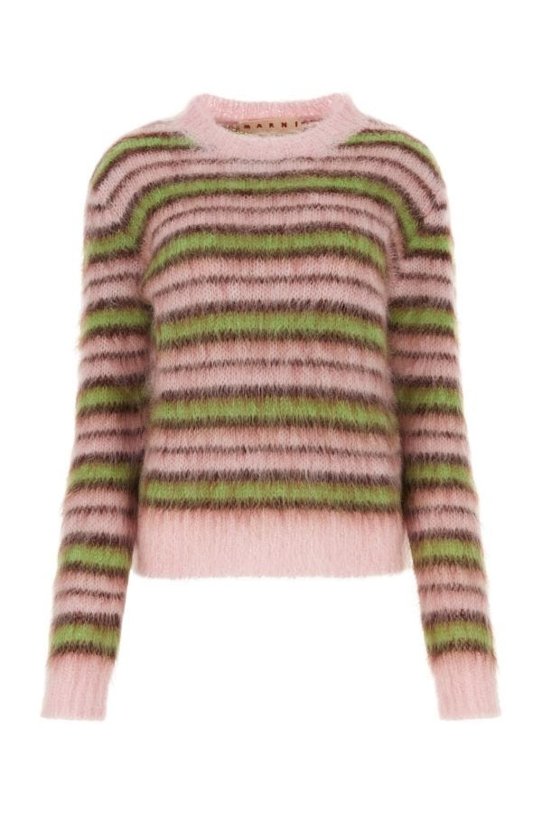 【送料&関税込】Marni Embroidered Mohair Blend And Wool Blen MARNI Striped wool and mohair-blend sweater | NET-A-PORTER