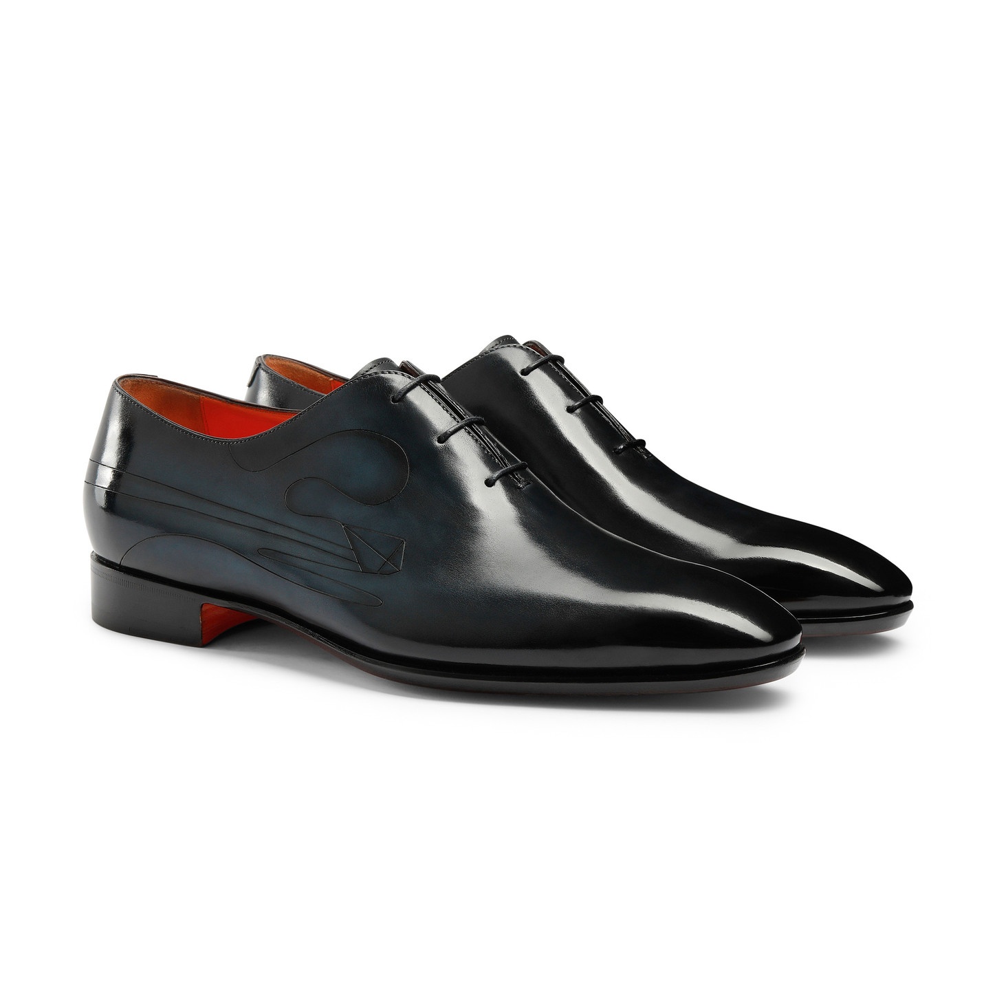 Men's blue leather Oxford shoe - 3