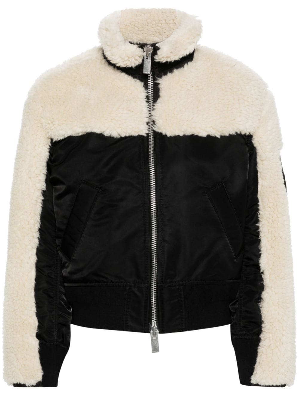 panelled faux-shearling jacket - 1