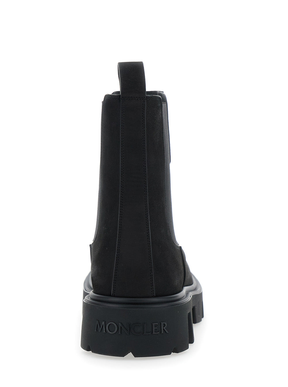 Moncler Men 'Peack' Black Ankle Boots With Elastic Details In Leather Woman - 4