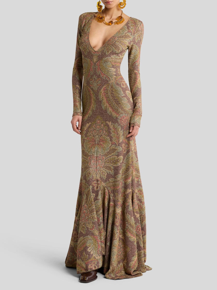 LONG JERSEY DRESS WITH FLORAL MOTIF - 3