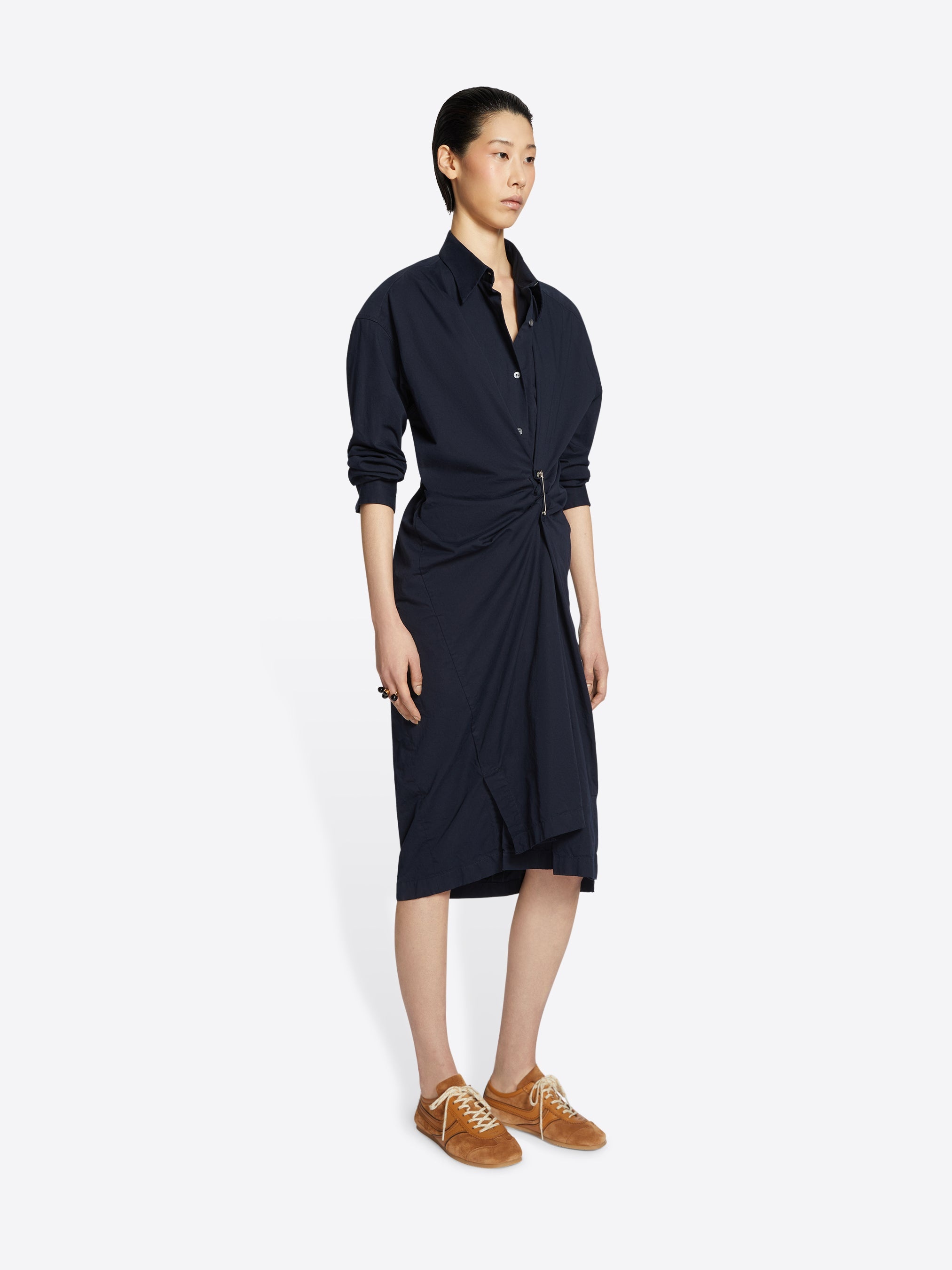 DRAPED COTTON DRESS - 3