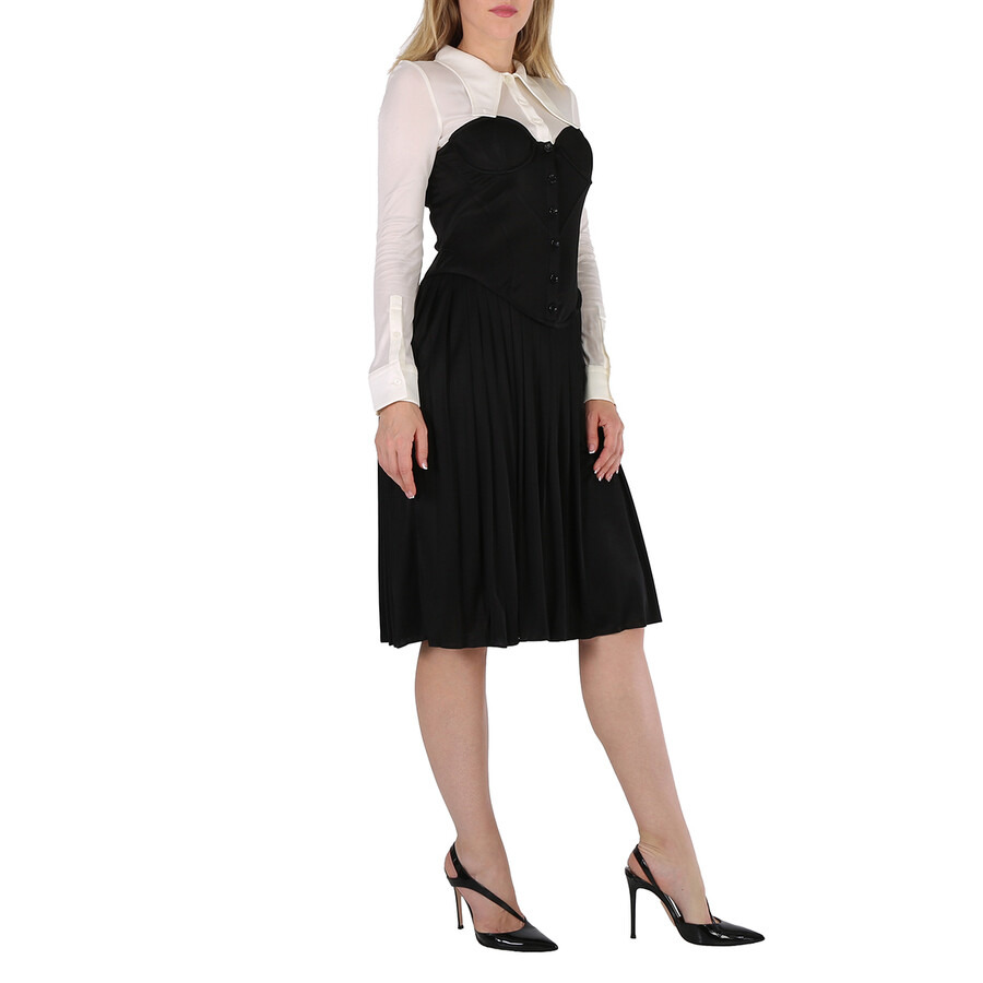 Open Box - Burberry Ladies Natural White Marcella Two Tone Bustier Shirtdress, Brand Size 12 (US Siz - 4