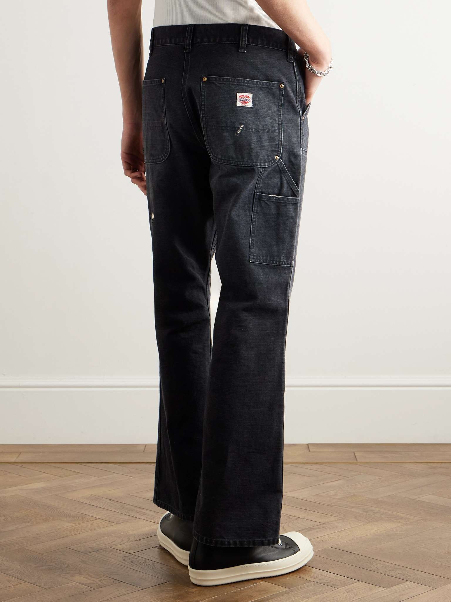 Bootcut Double-Knee Paint-Splattered Cotton-Canvas Trousers - 4