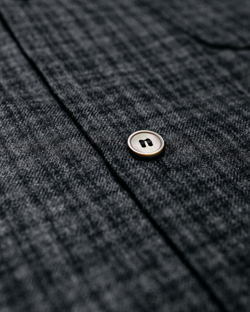 Wool Plaid Open Collar Shirt Charcoal 5