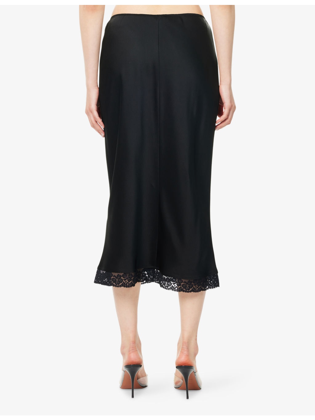 Lace High-Waist Woven Midi Skirt - 4