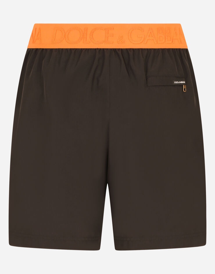 Mid-length swim trunks with patch - 3