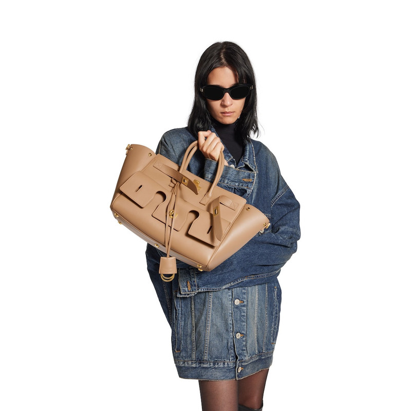 BALENCIAGA Women's Bel Air Small Carry All Bag in Latte outlook