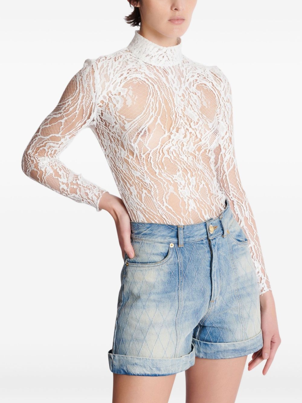 long-sleeved lace body - 5
