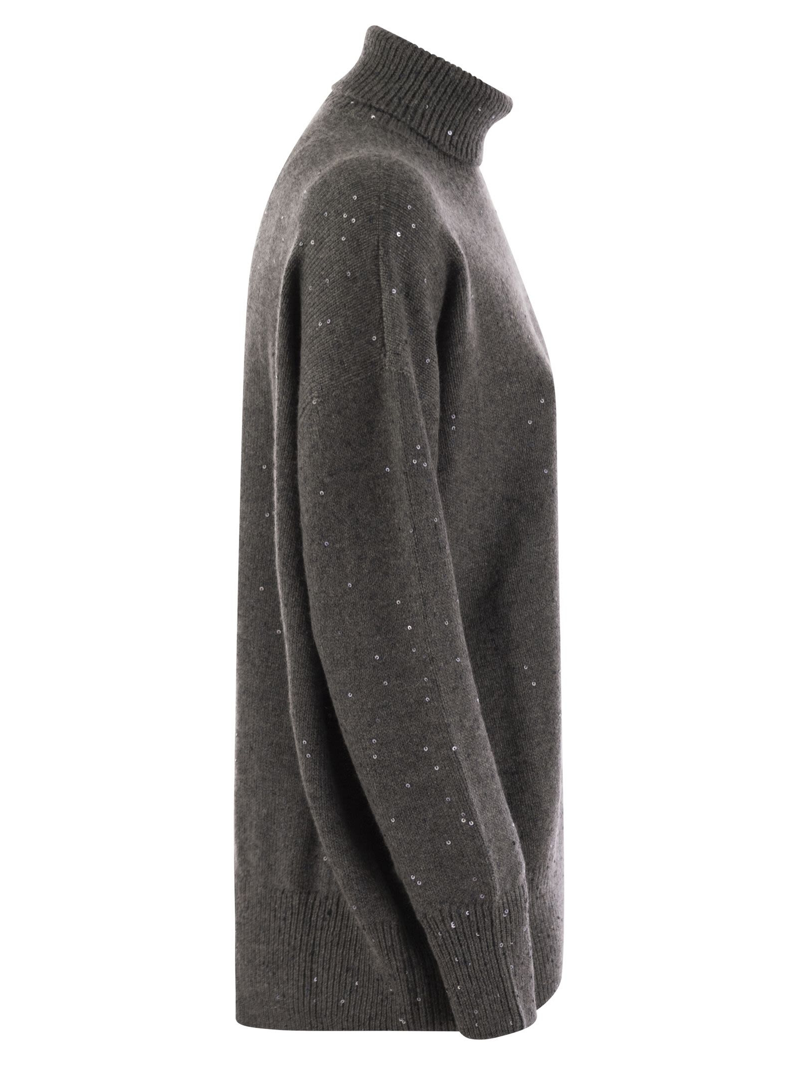Brunello Cucinelli Women Cashmere And Silk Turtleneck Sweater With Micro Sequins - 3