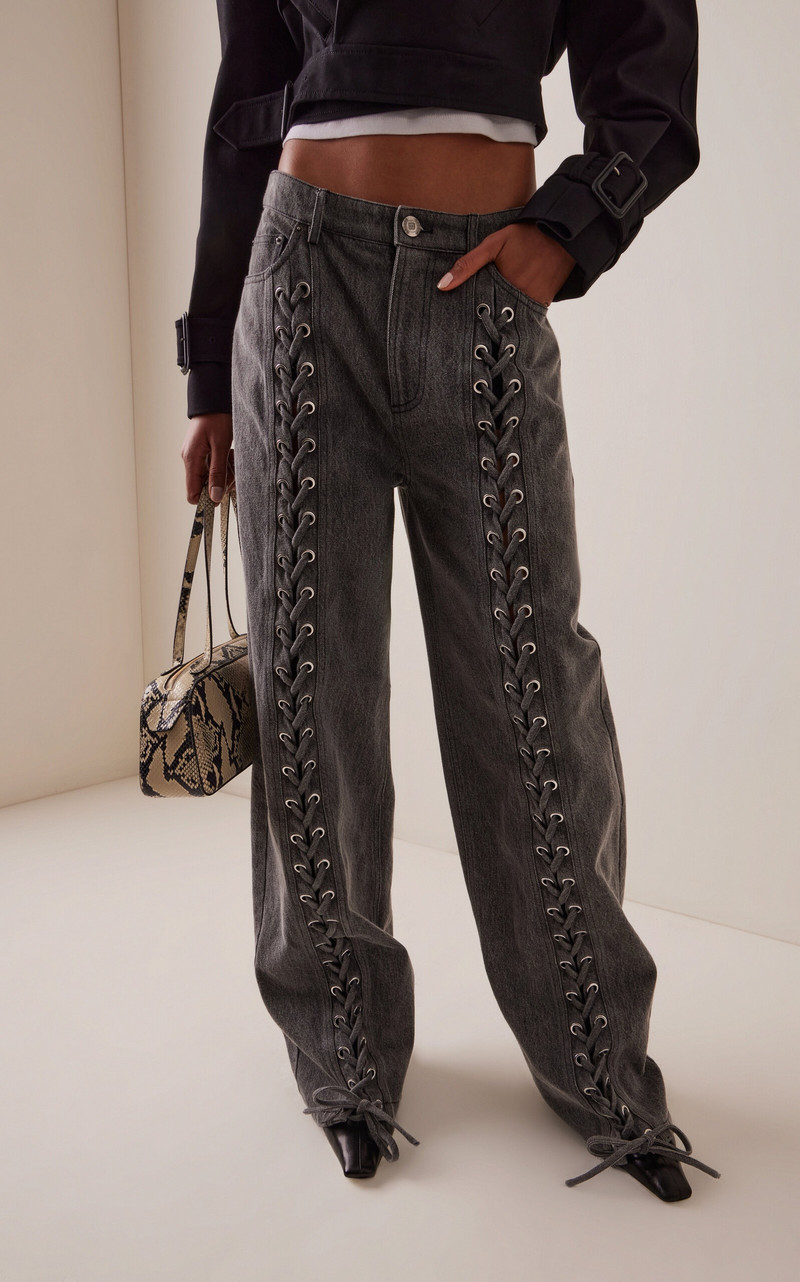 Denim Lace Leg Pants black 3