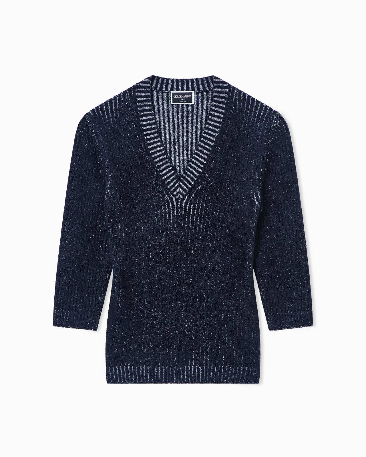 VIRGIN WOOL AND VISCOSE V-NECK JUMPER - 1