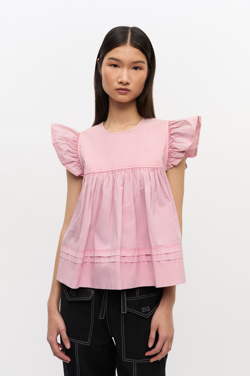 GANNI PINK WASHED COTTON TOP outlook
