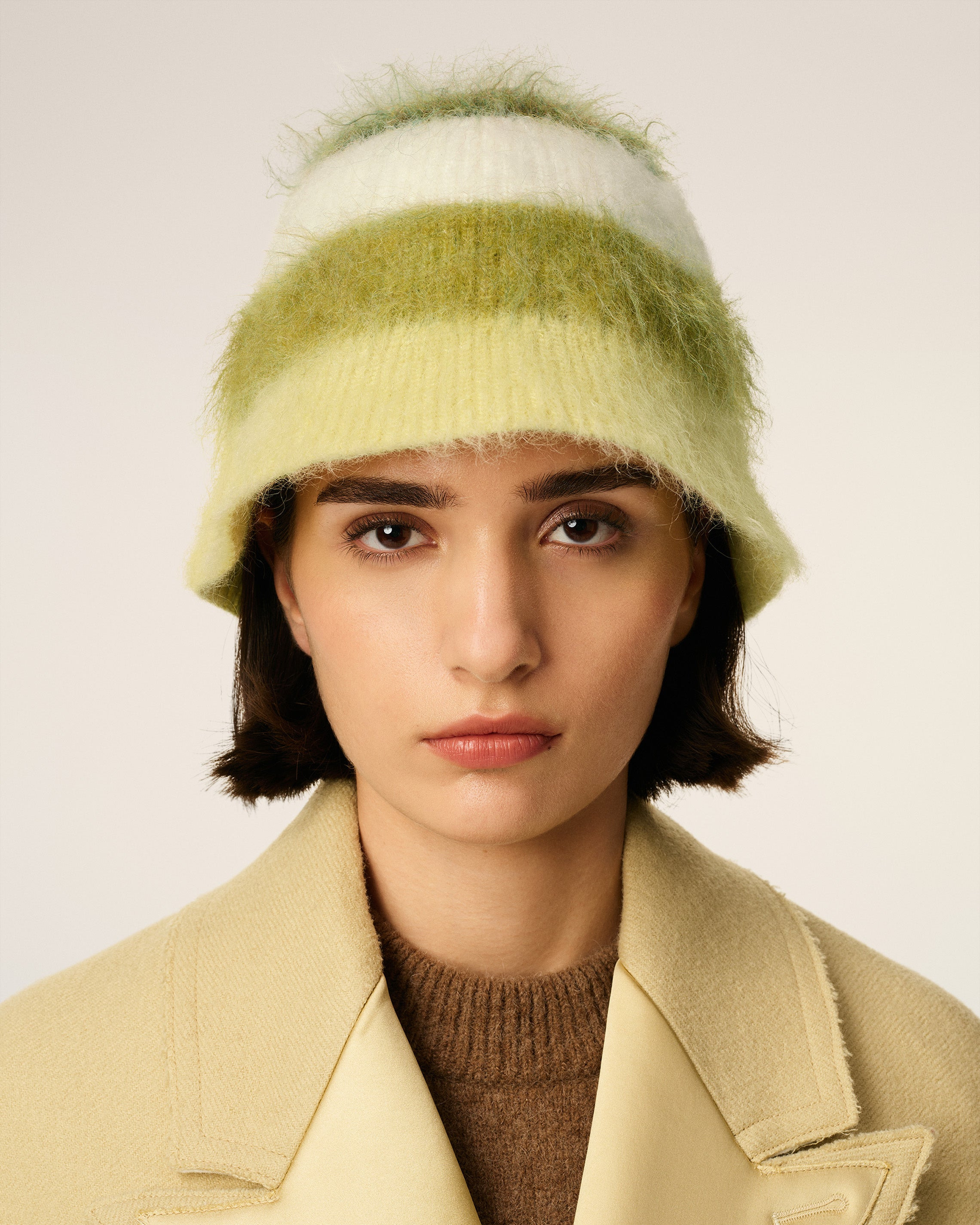 GREEN MOHAIR STRIPED AMI BUCKET HAT - 2