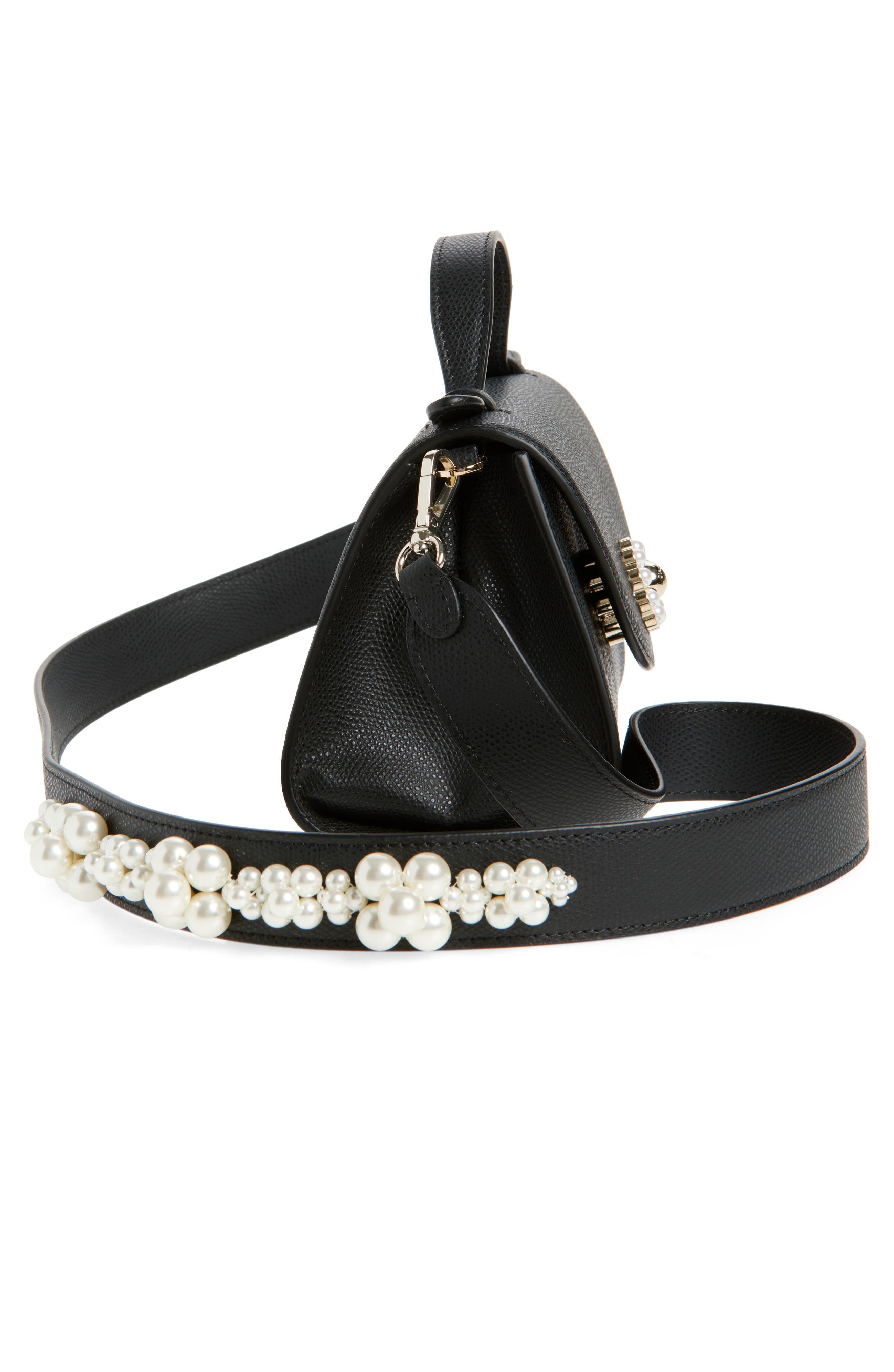 Simone Rocha Pochette Valentine Leather Crossbody Bag in Black/Pearl at Nordstrom - 7