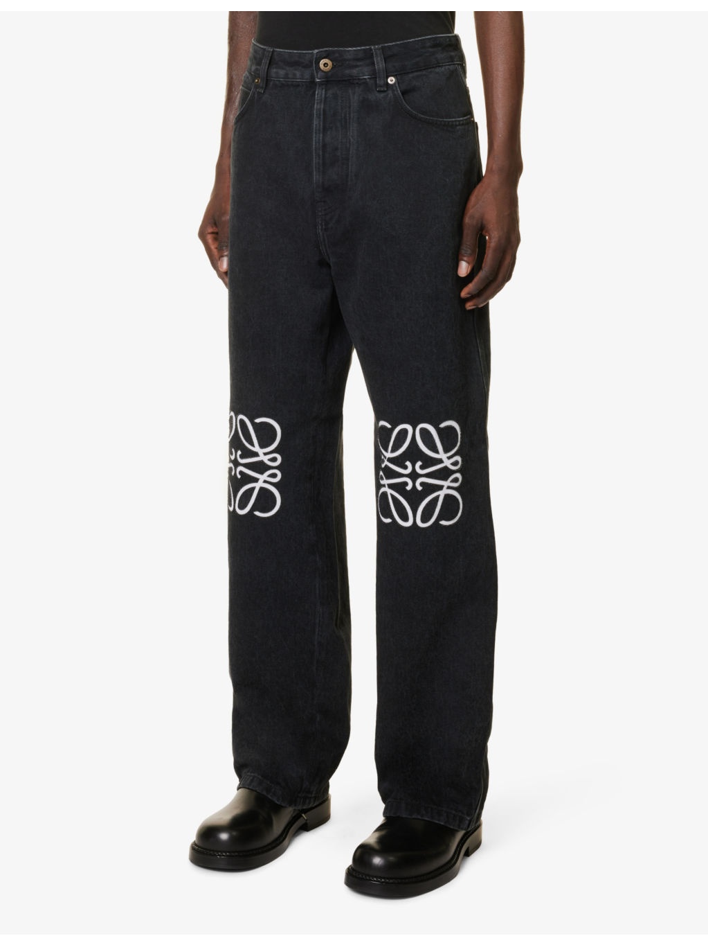 Anagram-embellished straight-leg jeans - 3