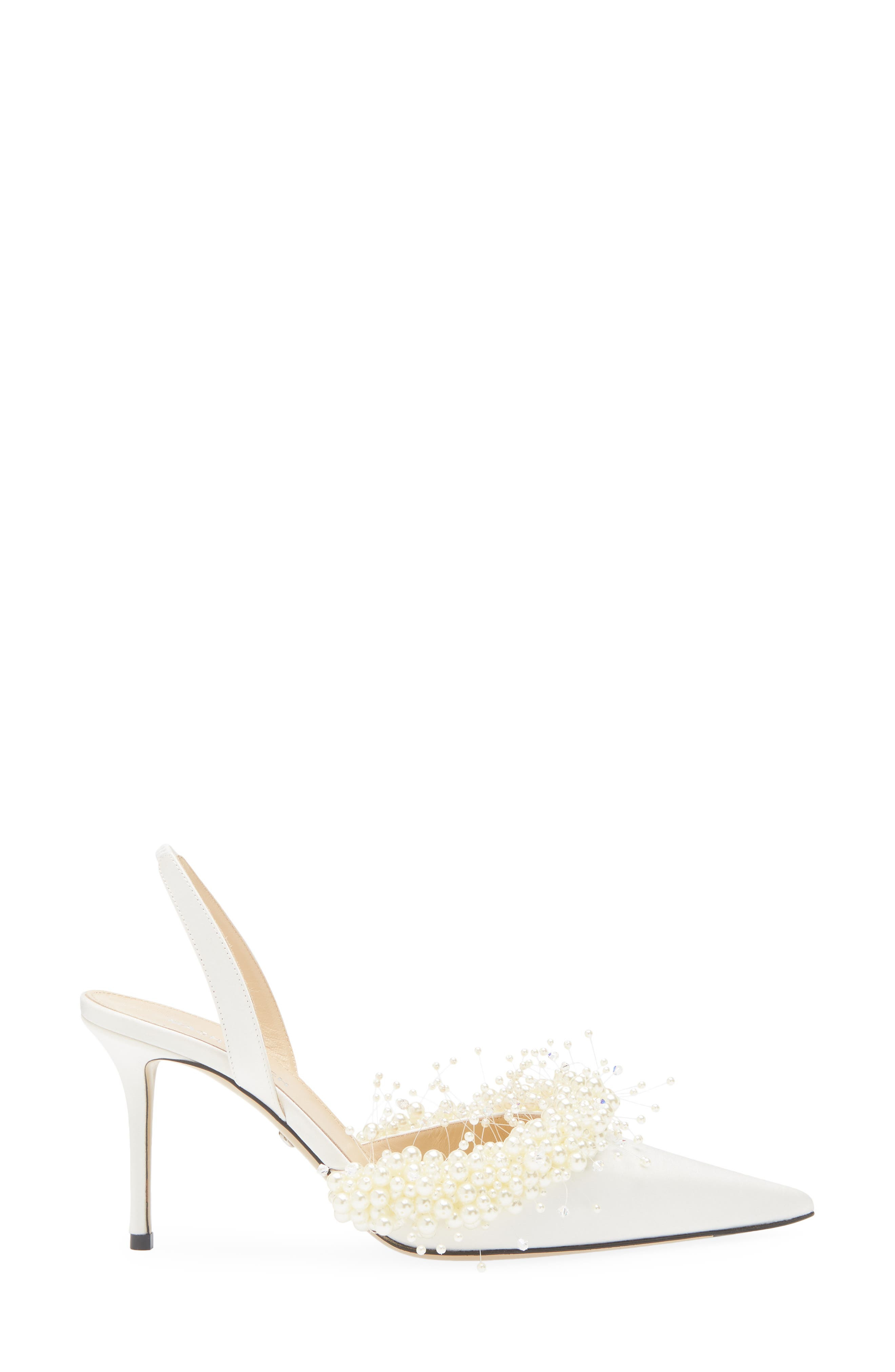 Mach & Mach Floating Faux Pearl Slingback Pump in White at Nordstrom - 3