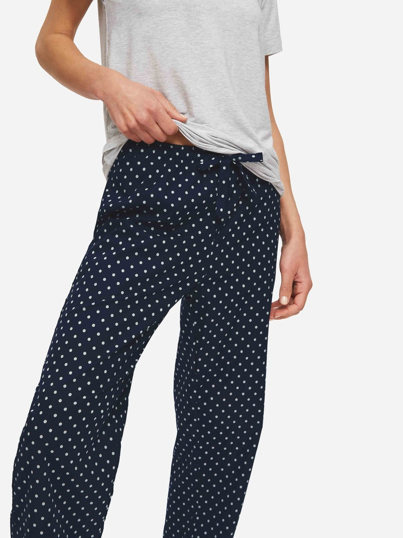 Derek Rose Women's Lounge Trousers Plaza 60 Cotton Batiste Navy outlook