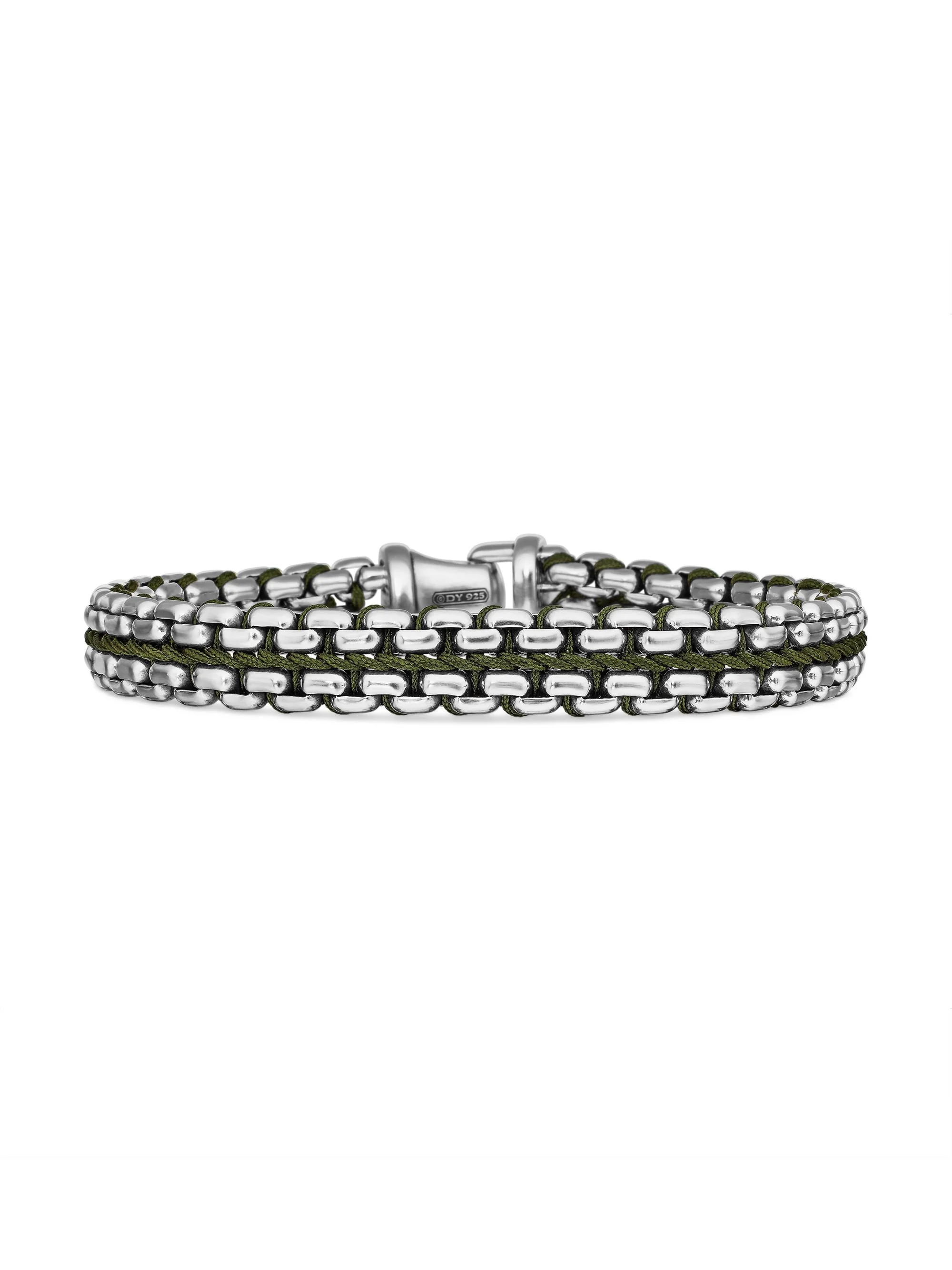 Men's Woven Box Chain Bracelet with Nylon - Green Nylon - 1
