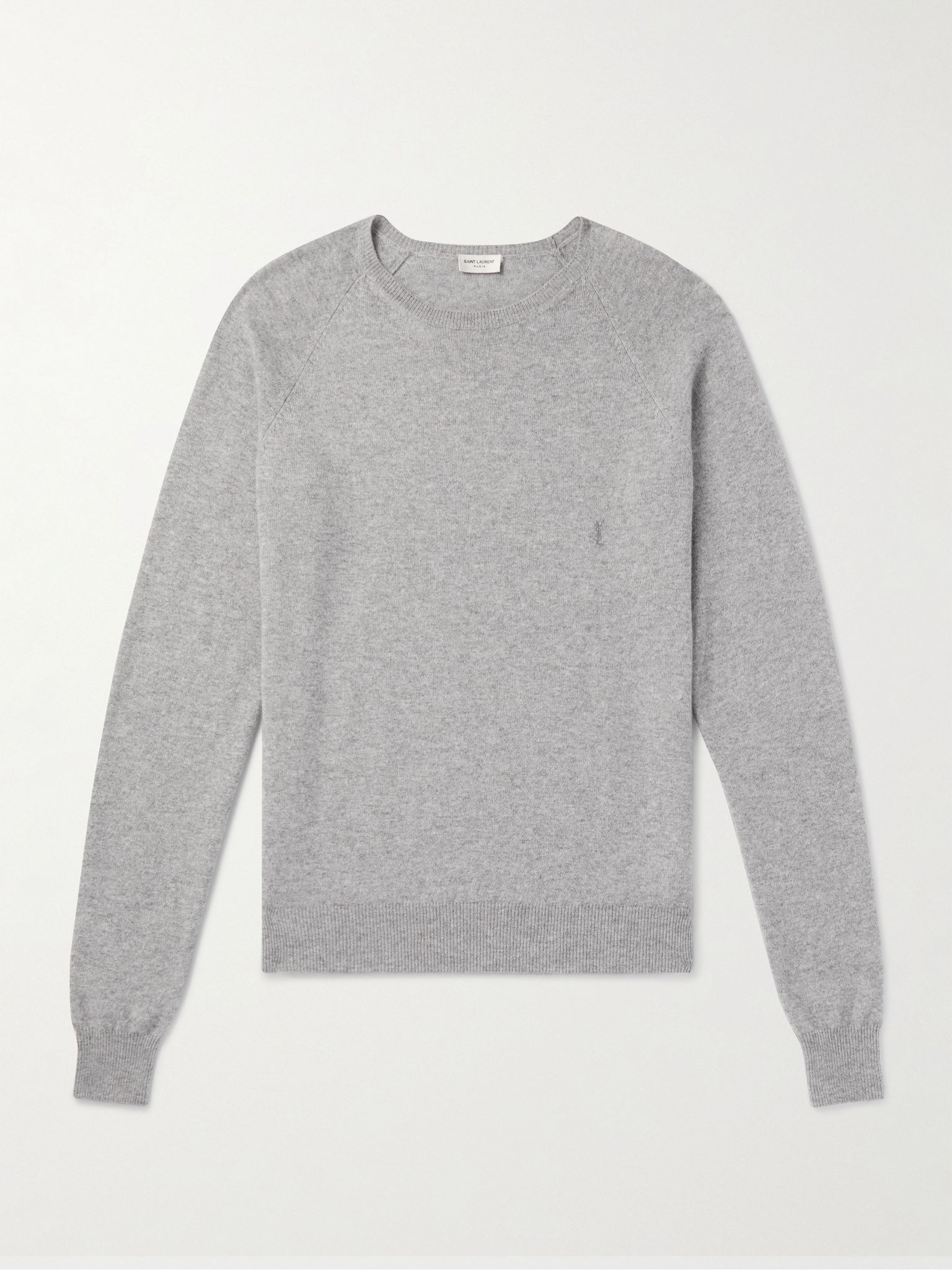 Logo-Embroidered Cashmere Sweater Gray - 1