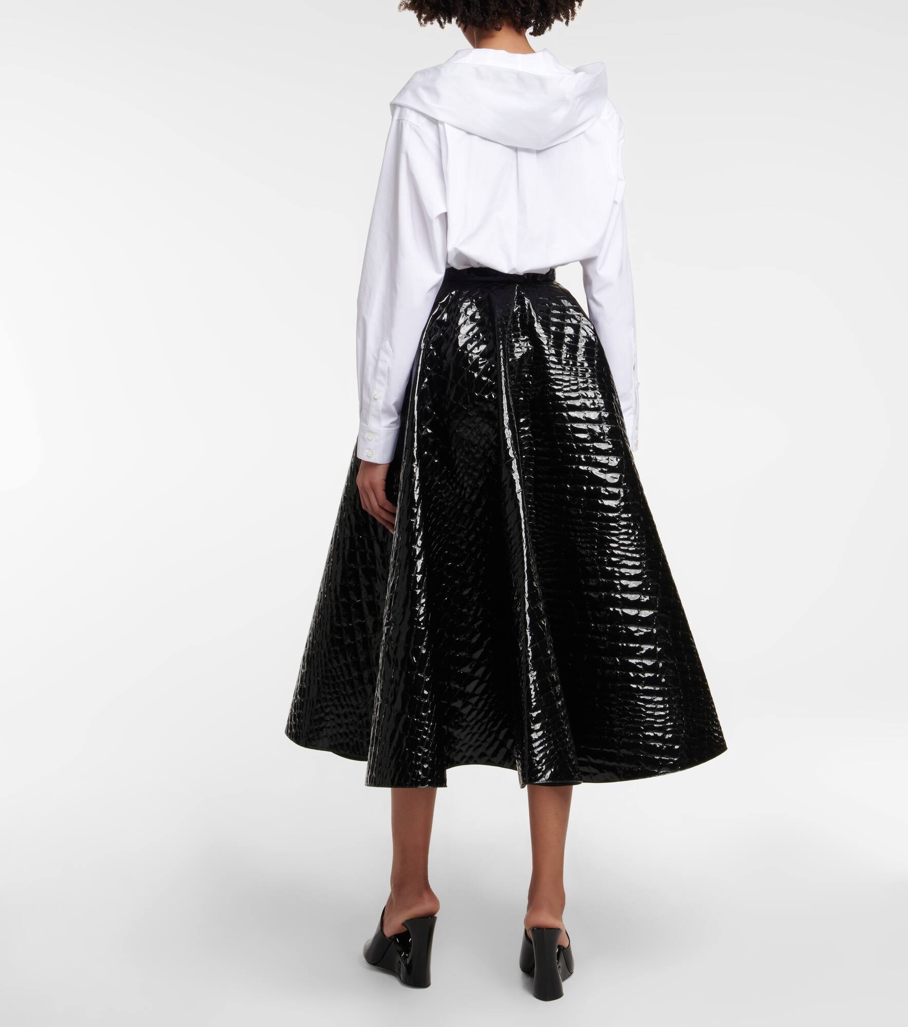Croc-effect midi skirt - 3