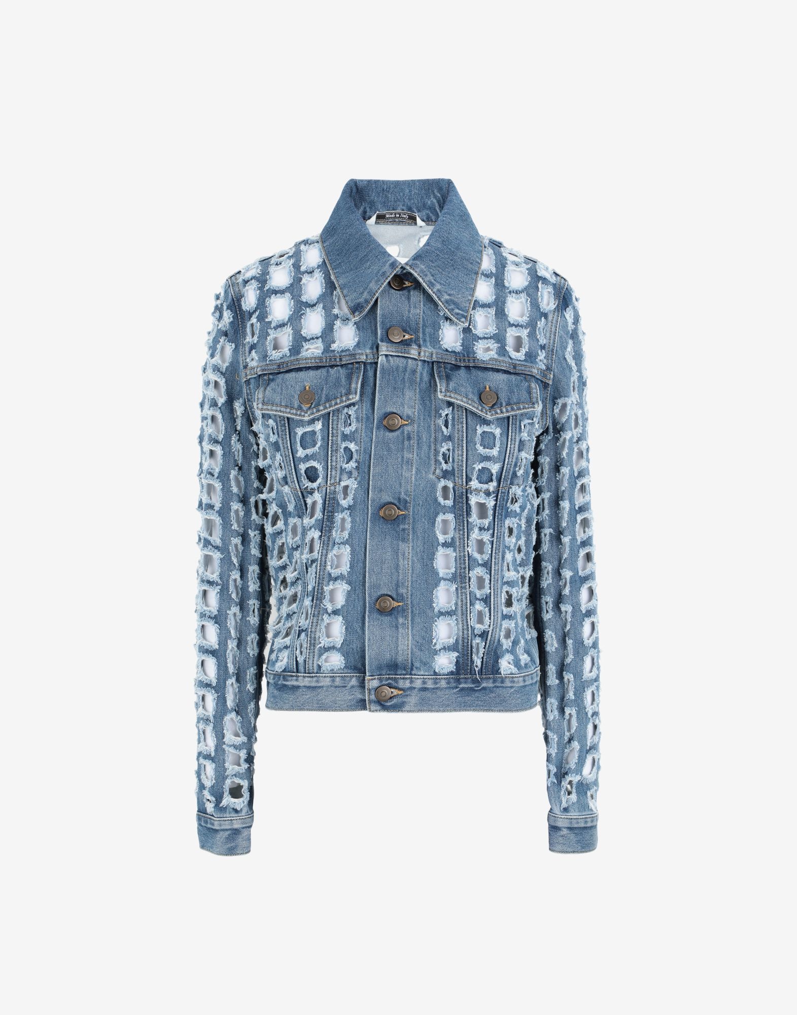 Punched holes denim jacket - 1