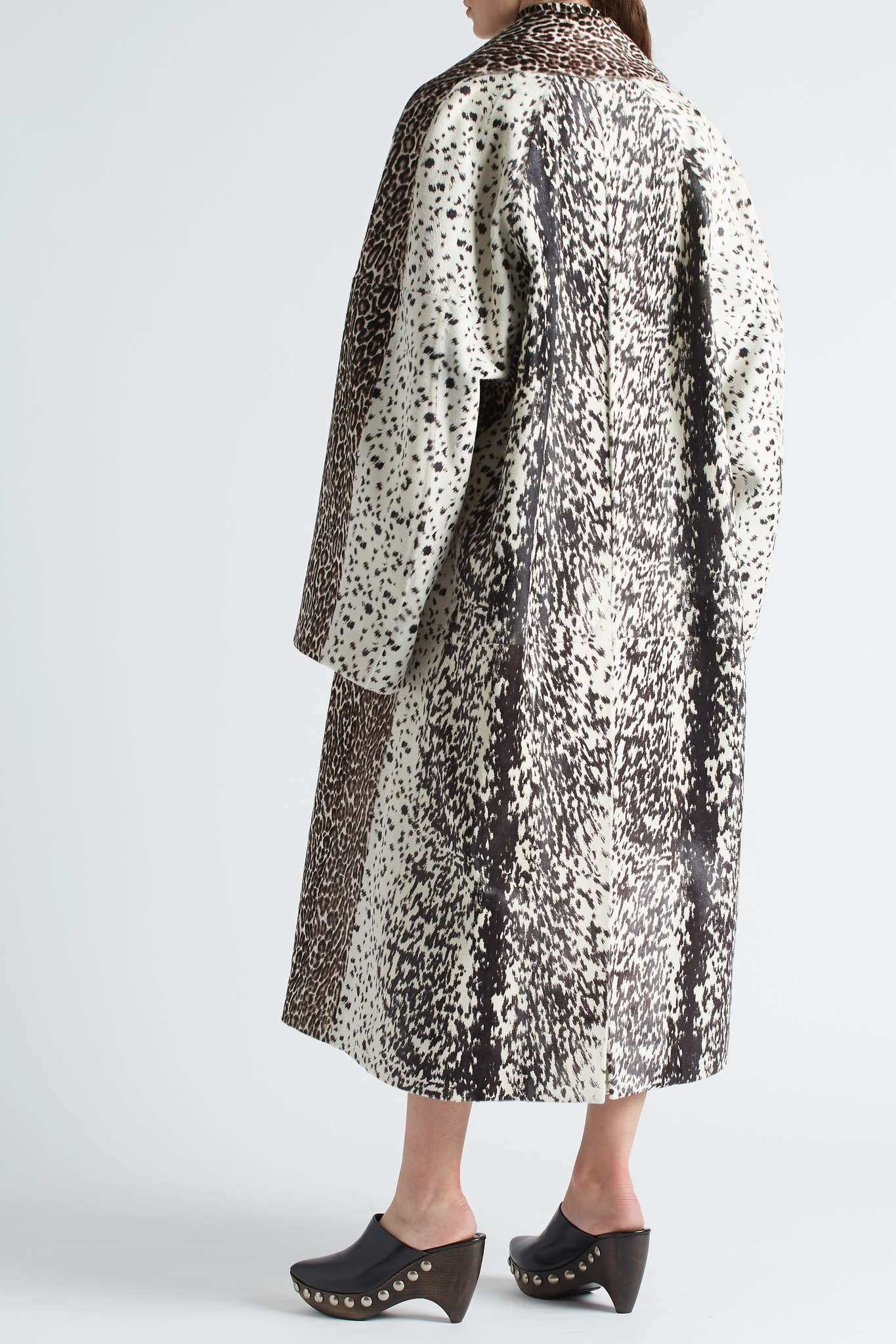 Leopard-print calf hair coat - 4