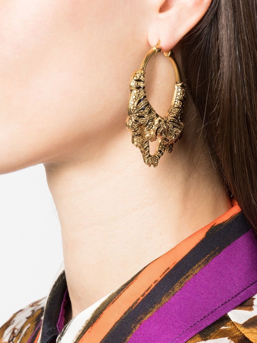 tiger-detail hoop earings - 2