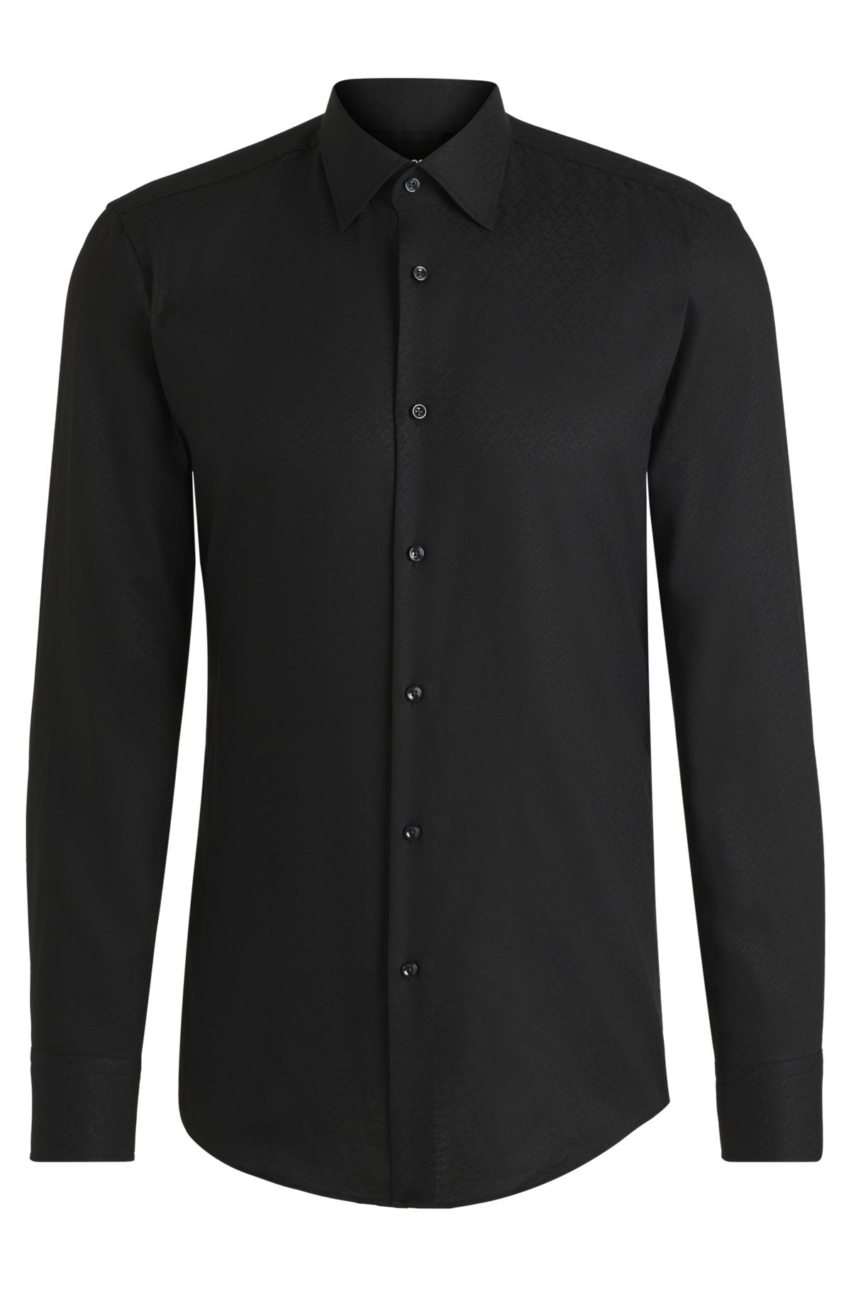 SLIM-FIT SHIRT WITH LEAF JACQUARD - 1