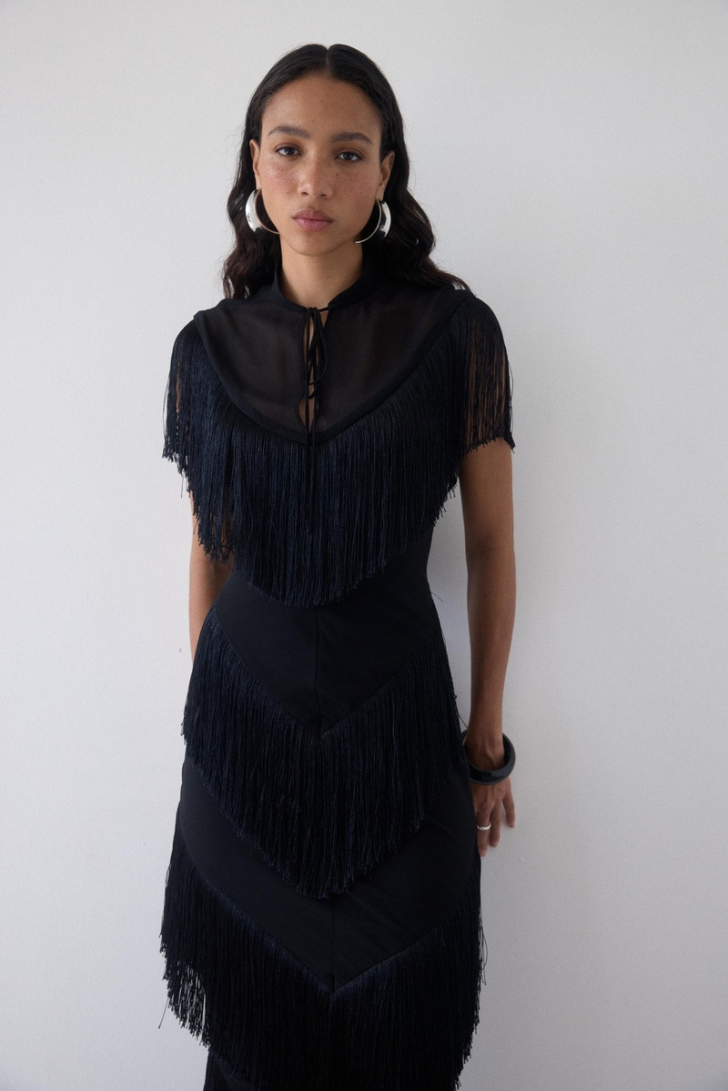 TELLUS MIDI DRESS IN BLACK CHIFFON 4