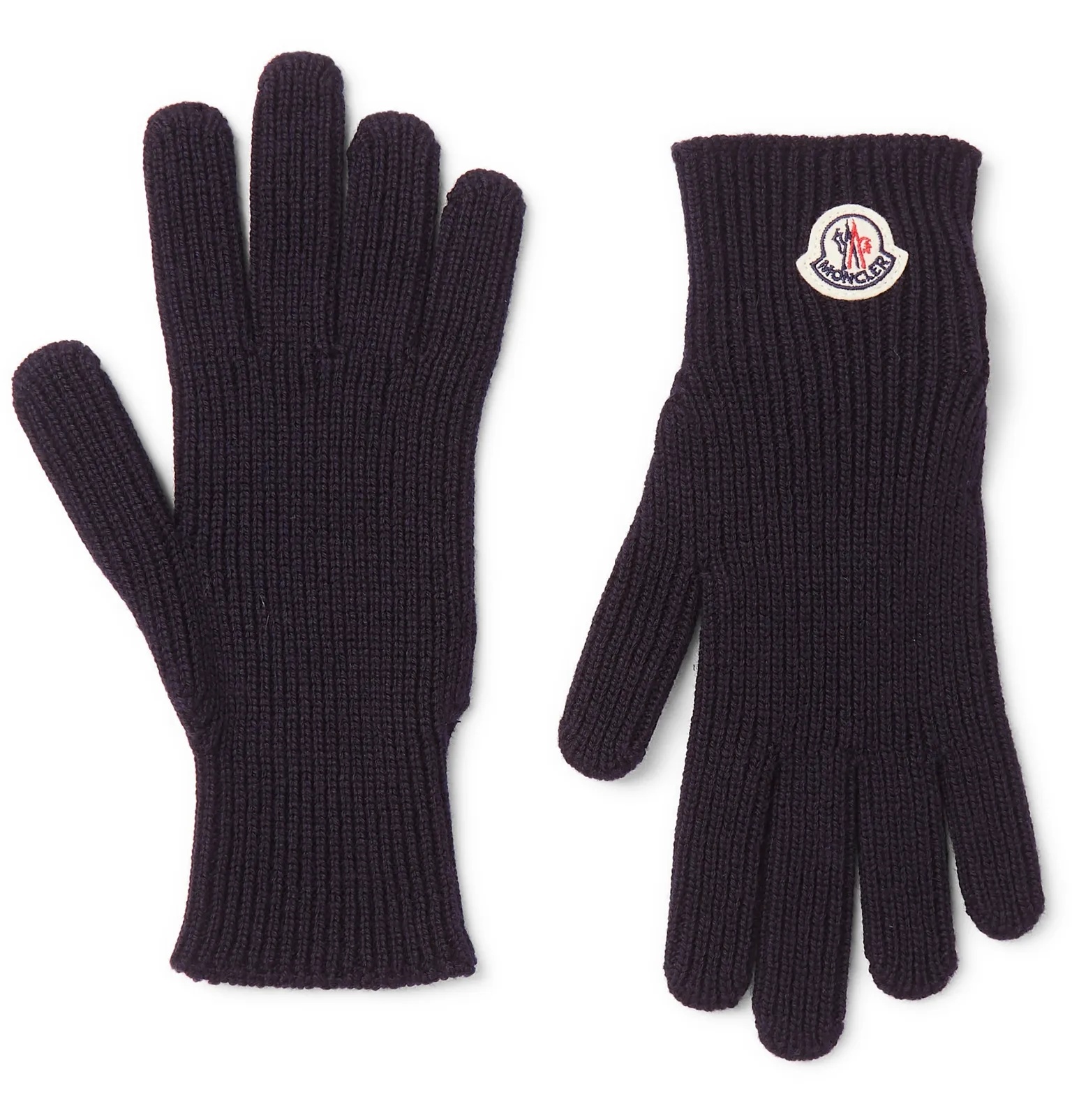 Logo-Appliquéd Ribbed Wool Gloves - 1