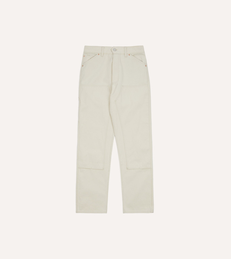 Ecru Cotton Canvas Carpenter Jeans - 1