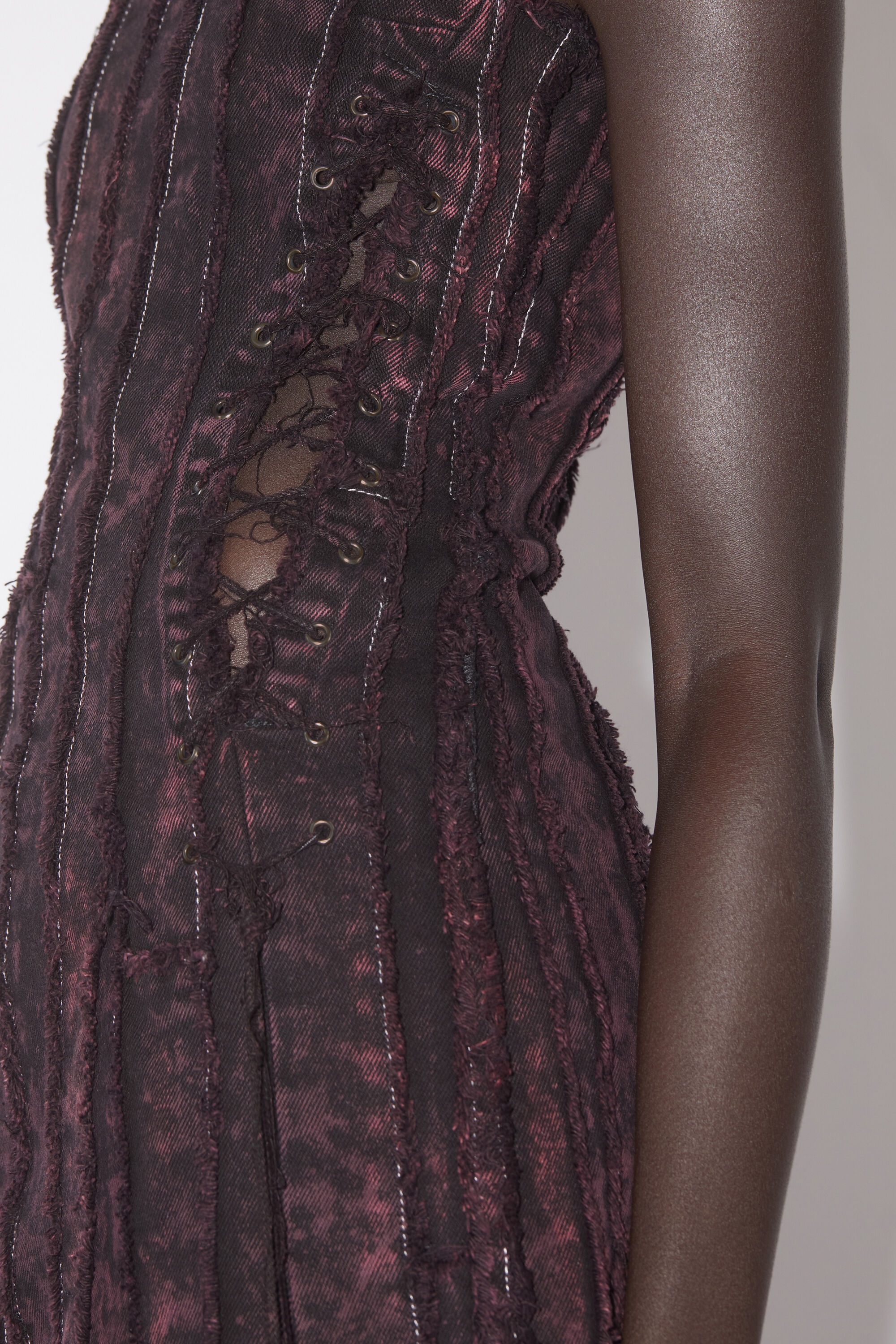 Denim dress - Black/wine red - 5