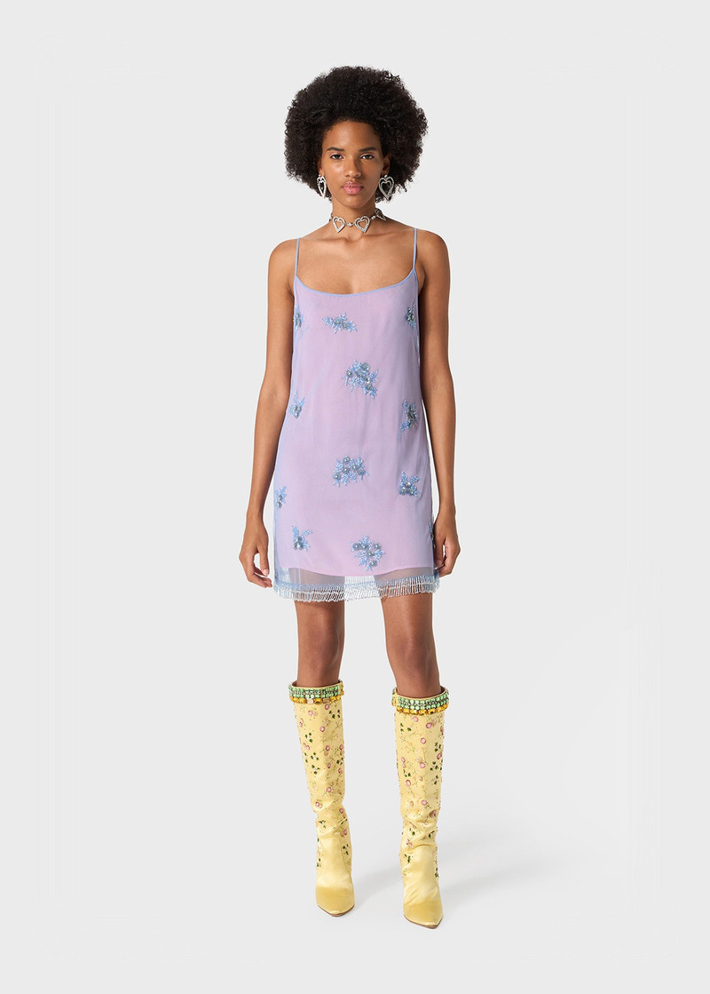 blumarine floral embroidery mini dress - blue Ramy Brook Nadia Printed Midi Dress in Blue Stripe main image 0