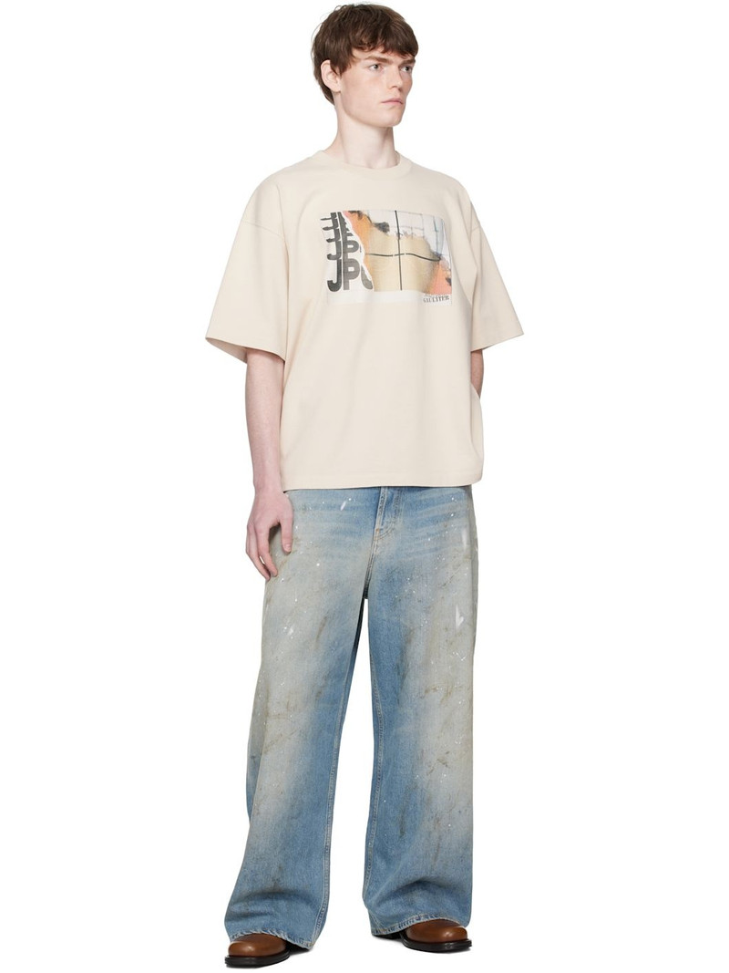 Jean Paul Gaultier Beige Oversized Printed Fire T-shirt outlook