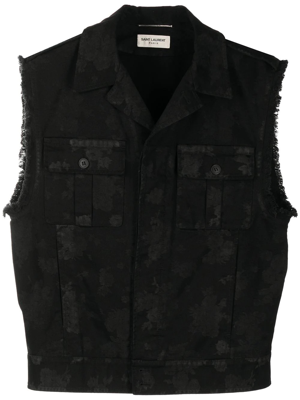 abstract tonal-print denim waistcoat - 1