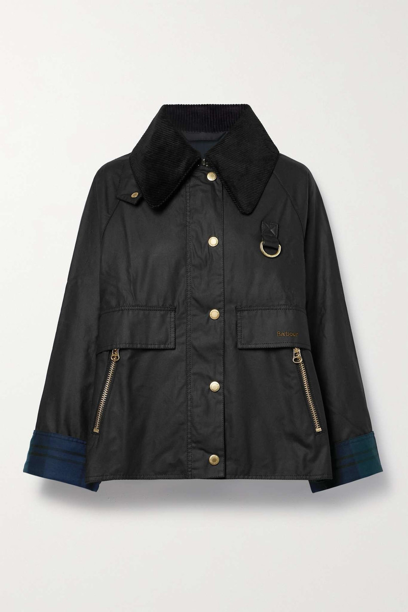 Catton Spey corduroy-trimmed waxed-cotton jacket - 1
