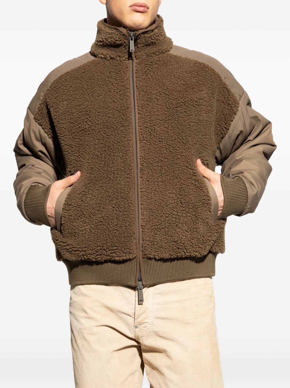 teddy-panelled bomber jacket - 3