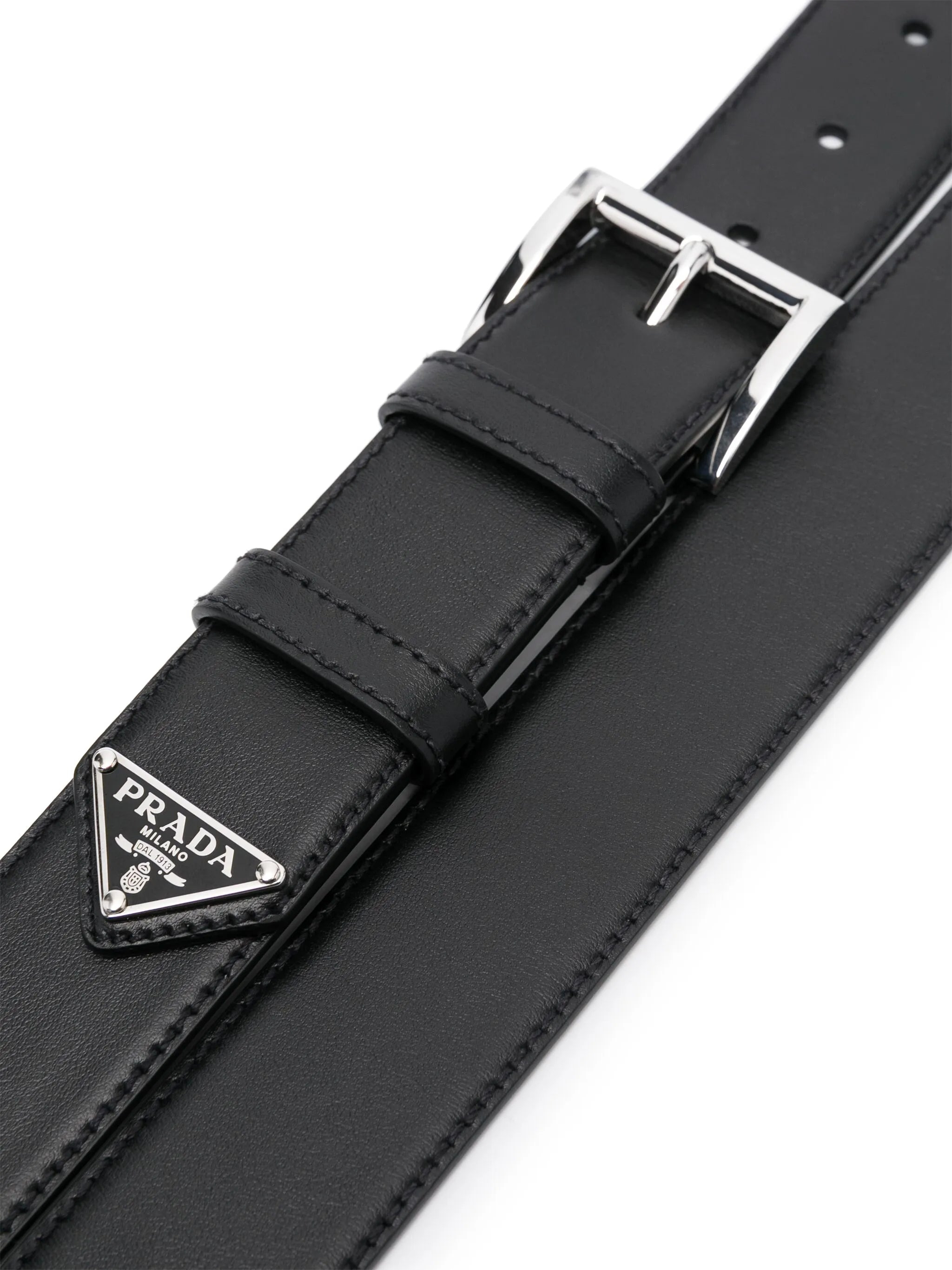 enamel-triangle-logo leather belt - 2