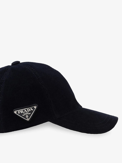 Prada Logo-plaque corduroy-cotton baseball cap outlook