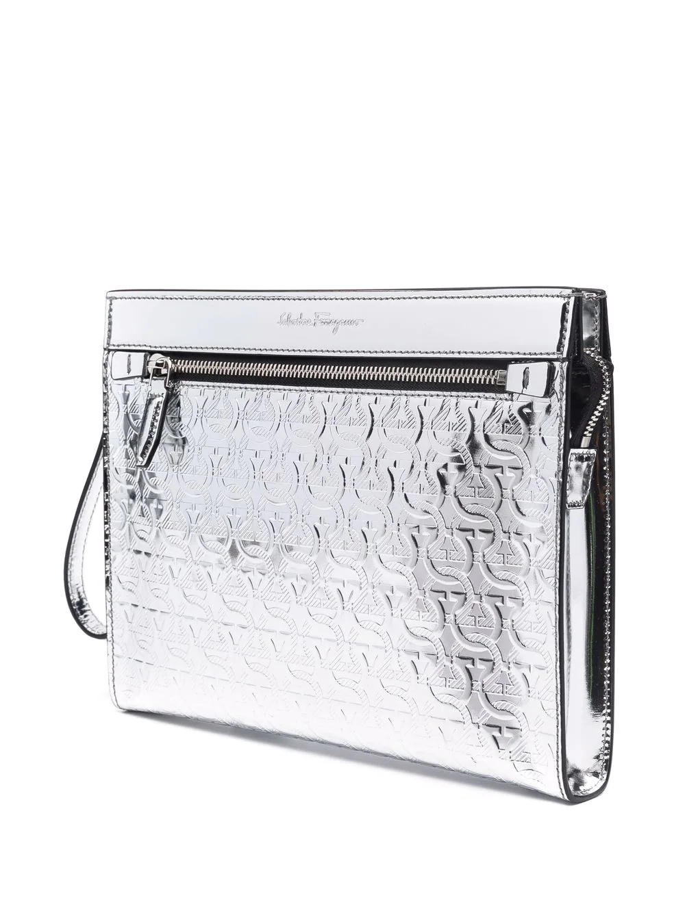 Gancini metallic leather clutch - 3