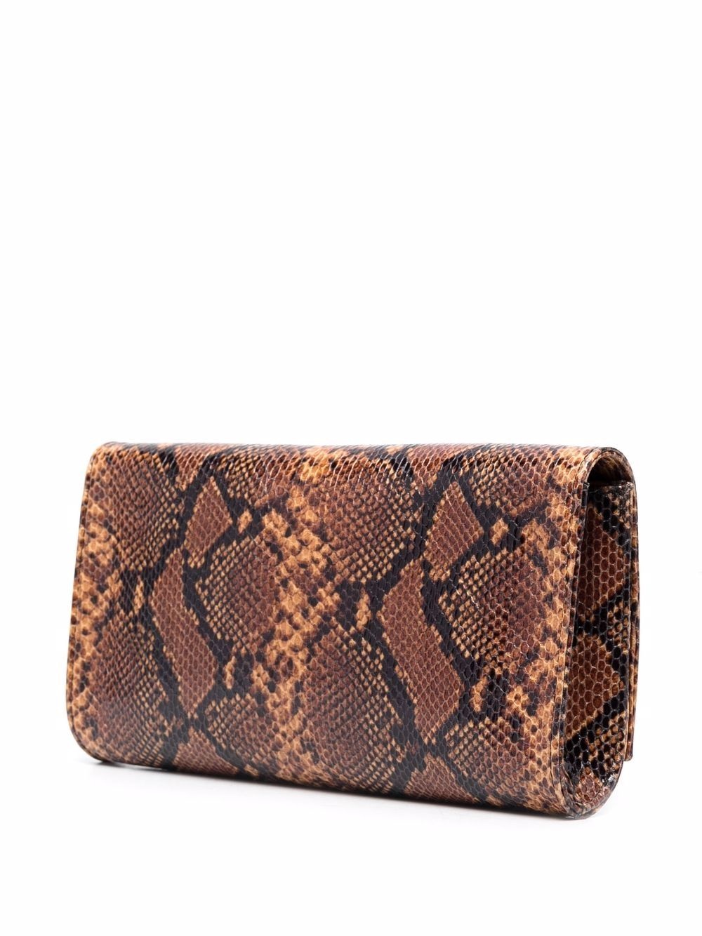 logo snakeskin-effect clutch - 3